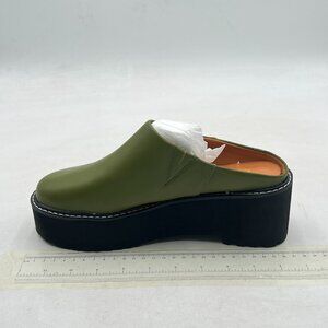 Green Women's Closed Toe Platform High Heel Slip On Backless Clogs Slides Mules